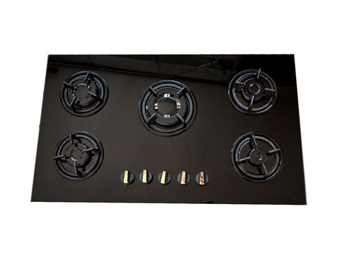 گاز رومیزی 5 شعله شیشه بدون ترموکوبل با فندک