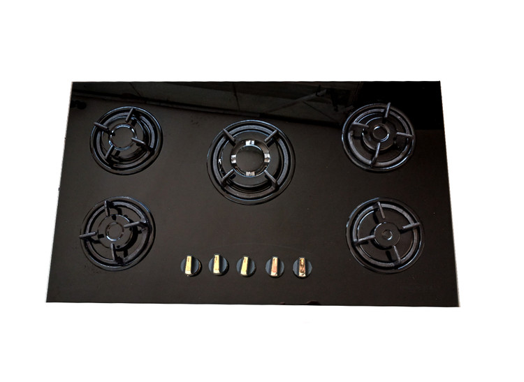 گاز رومیزی 5 شعله شیشه بدون ترموکوبل با فندک